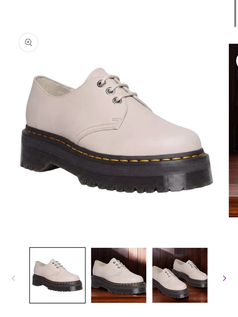 Dr. Martens Women’s Platform Leather 1461 Shoes (Vintage Taupe) - Picture 8 of 8